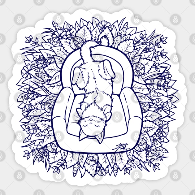 Cute Couch Potato Cat Illustration Sticker by zarya_kiqo